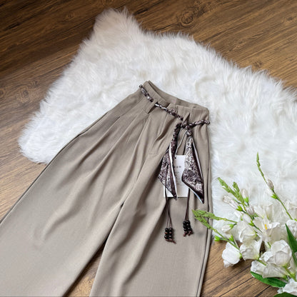 High Waist Double pleated Belted Pants