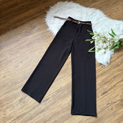 High Waist Belted Linen Pants