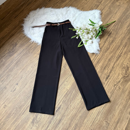 High Waist Belted Linen Pants