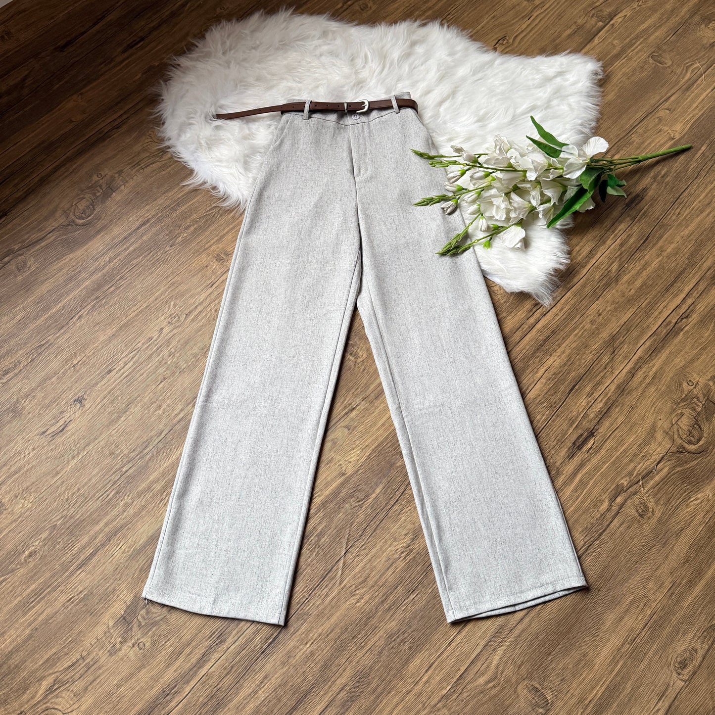 High Waist Belted Linen Pants