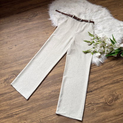 High Waist Belted Linen Pants