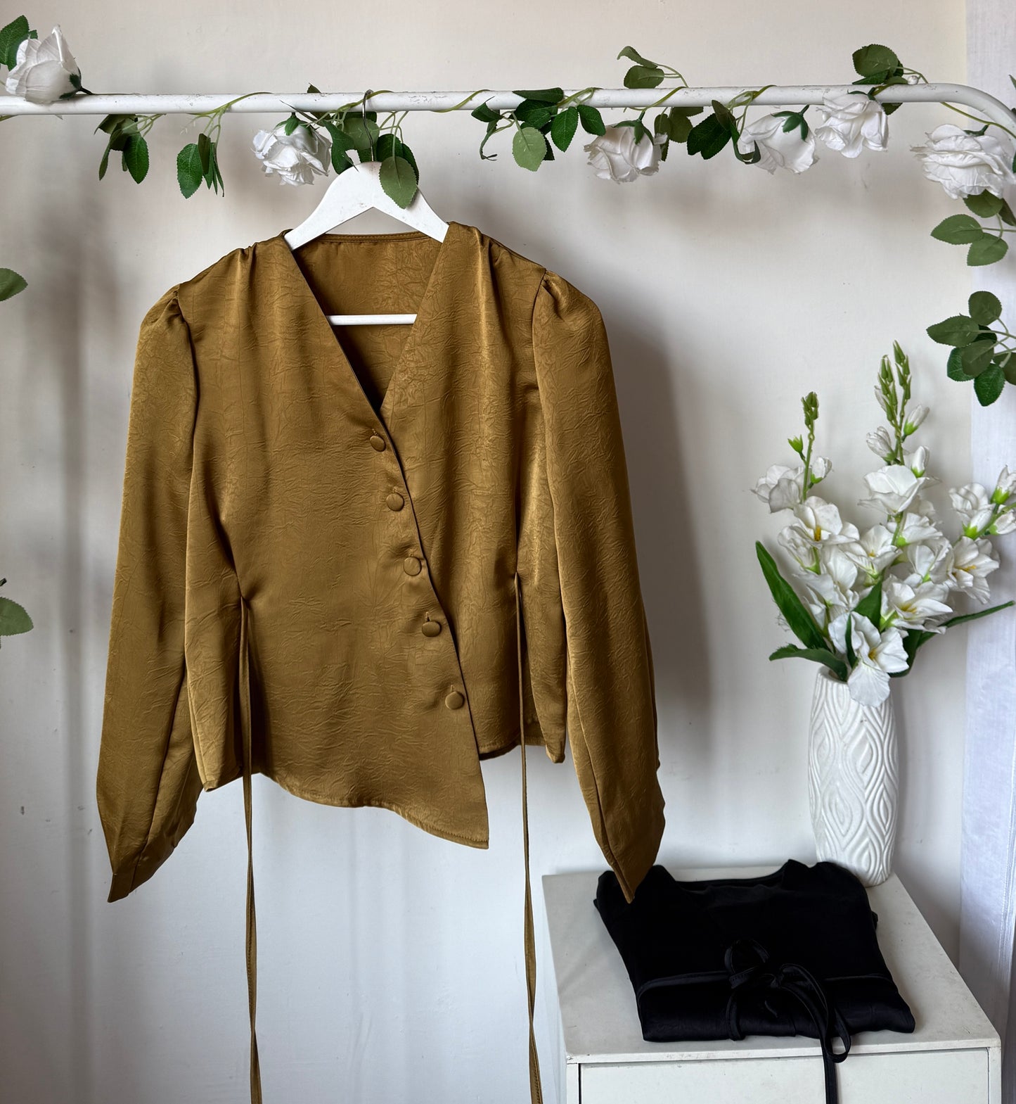 Drawstring satin tops