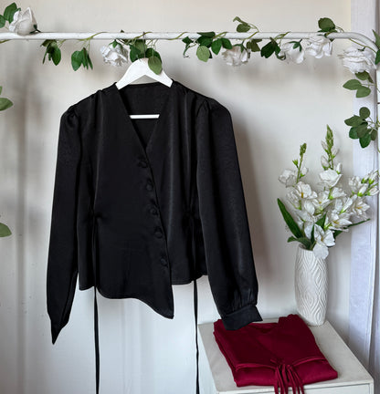Drawstring satin tops