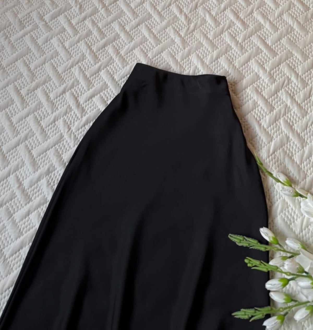 High Waist Satin A-Line Skirt