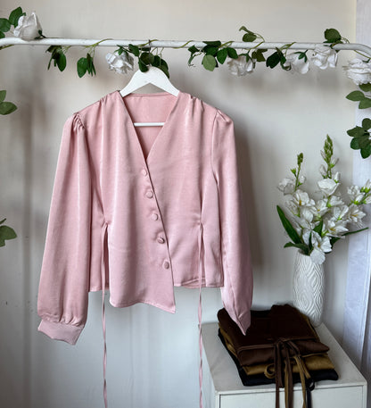 Drawstring satin tops
