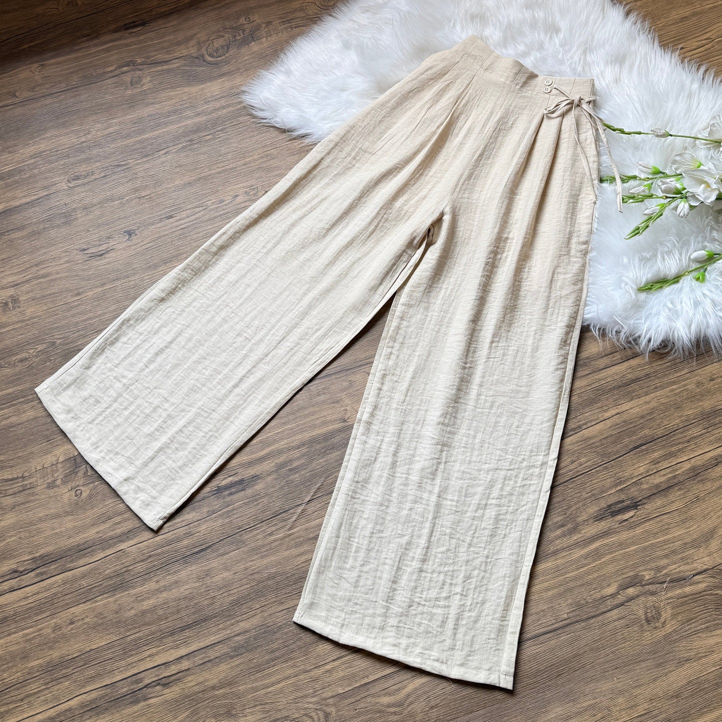 High waist linen pants