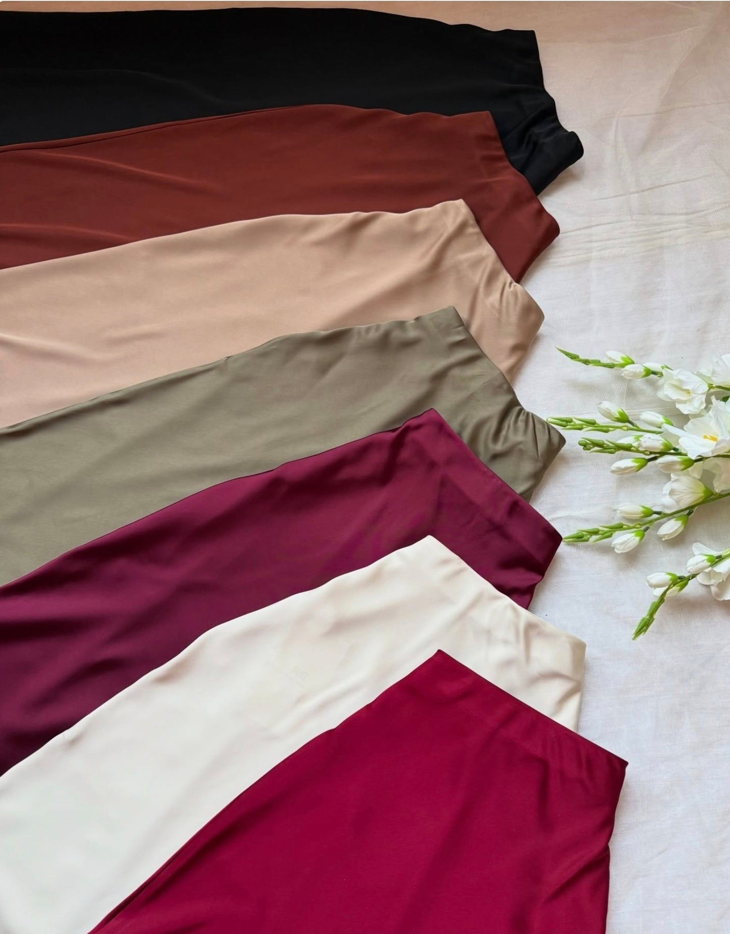 High Waist A-Line Satin Skirt