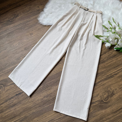 High waist Belted linen pants