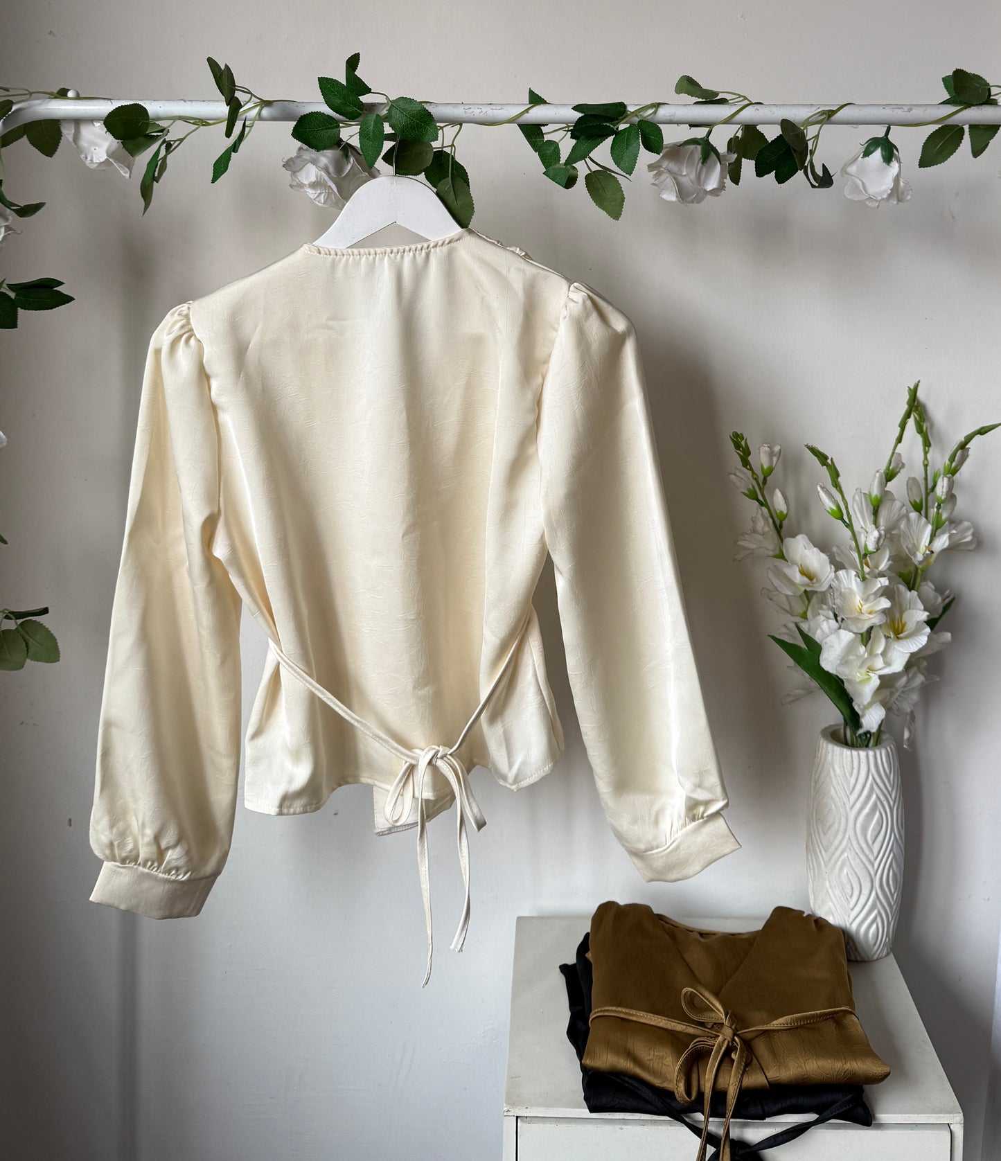 Drawstring satin tops