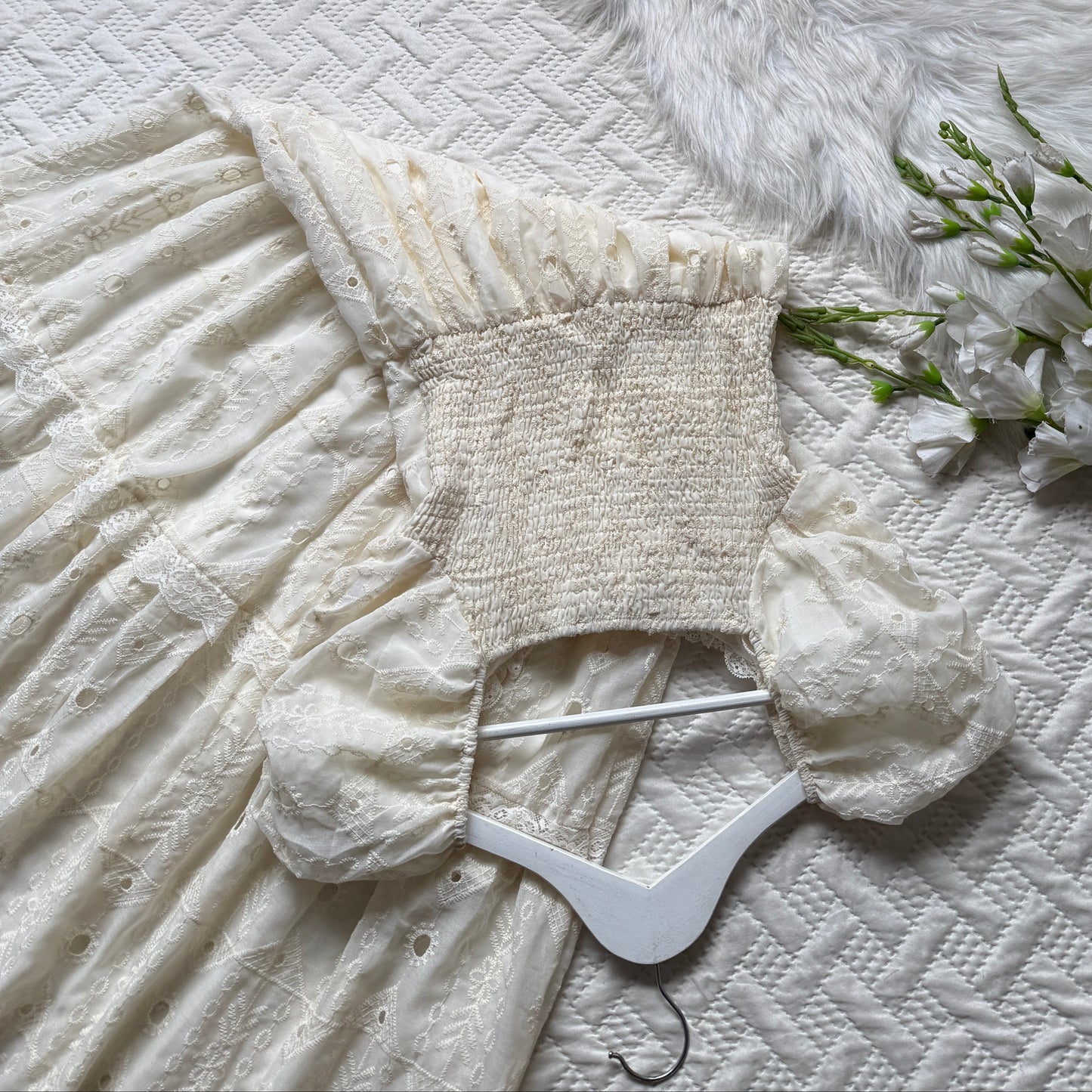 Gorgeous lace detailed cotton dress