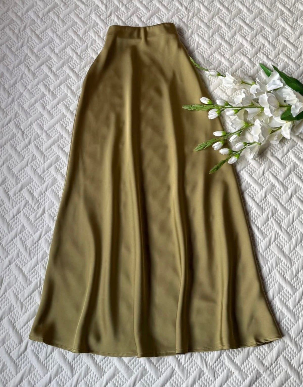 High Waist Satin A-Line Skirt