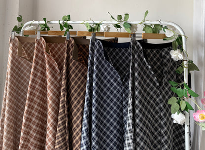 Gorgeous hig waist A-line plaid skirts