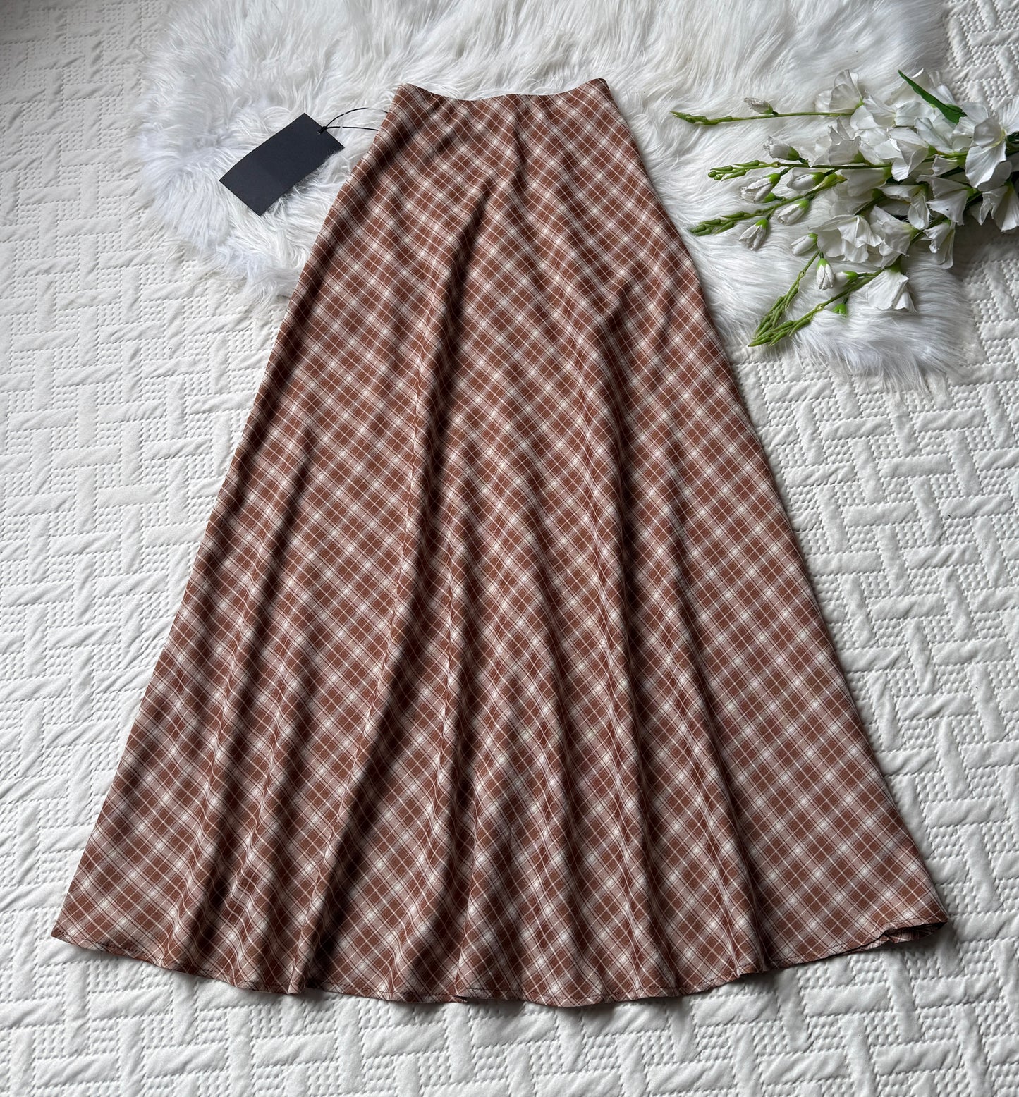 Gorgeous hig waist A-line plaid skirts