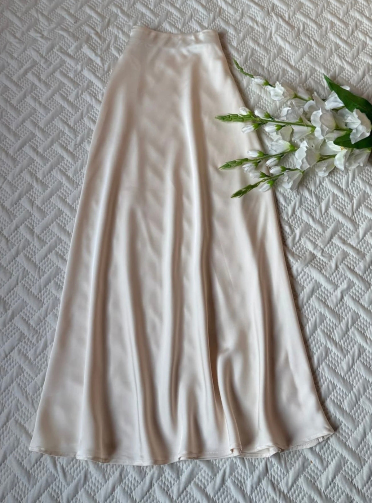 High Waist Satin A-Line Skirt