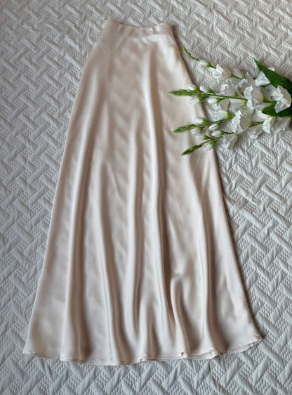 High Waist Satin A-Line Skirt