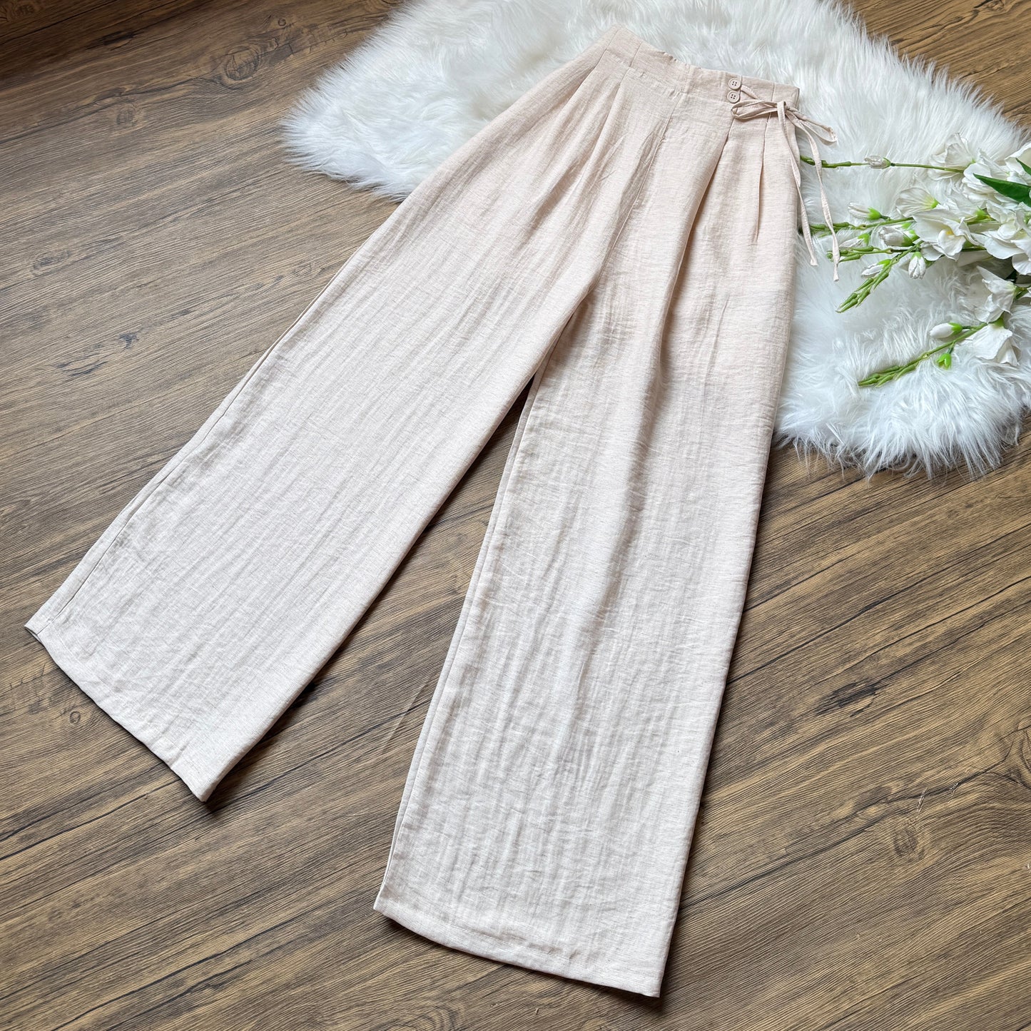 High waist linen pants