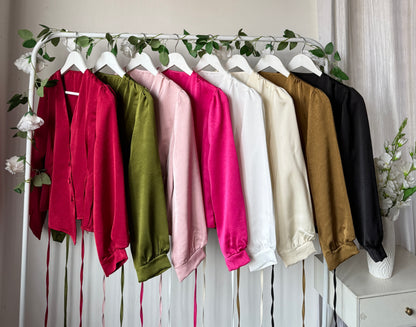 Drawstring satin tops