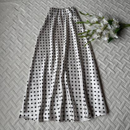 Gorgeous high waist polka dots satin skirts