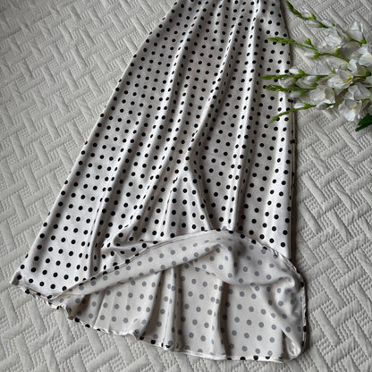 Gorgeous high waist polka dots satin skirts