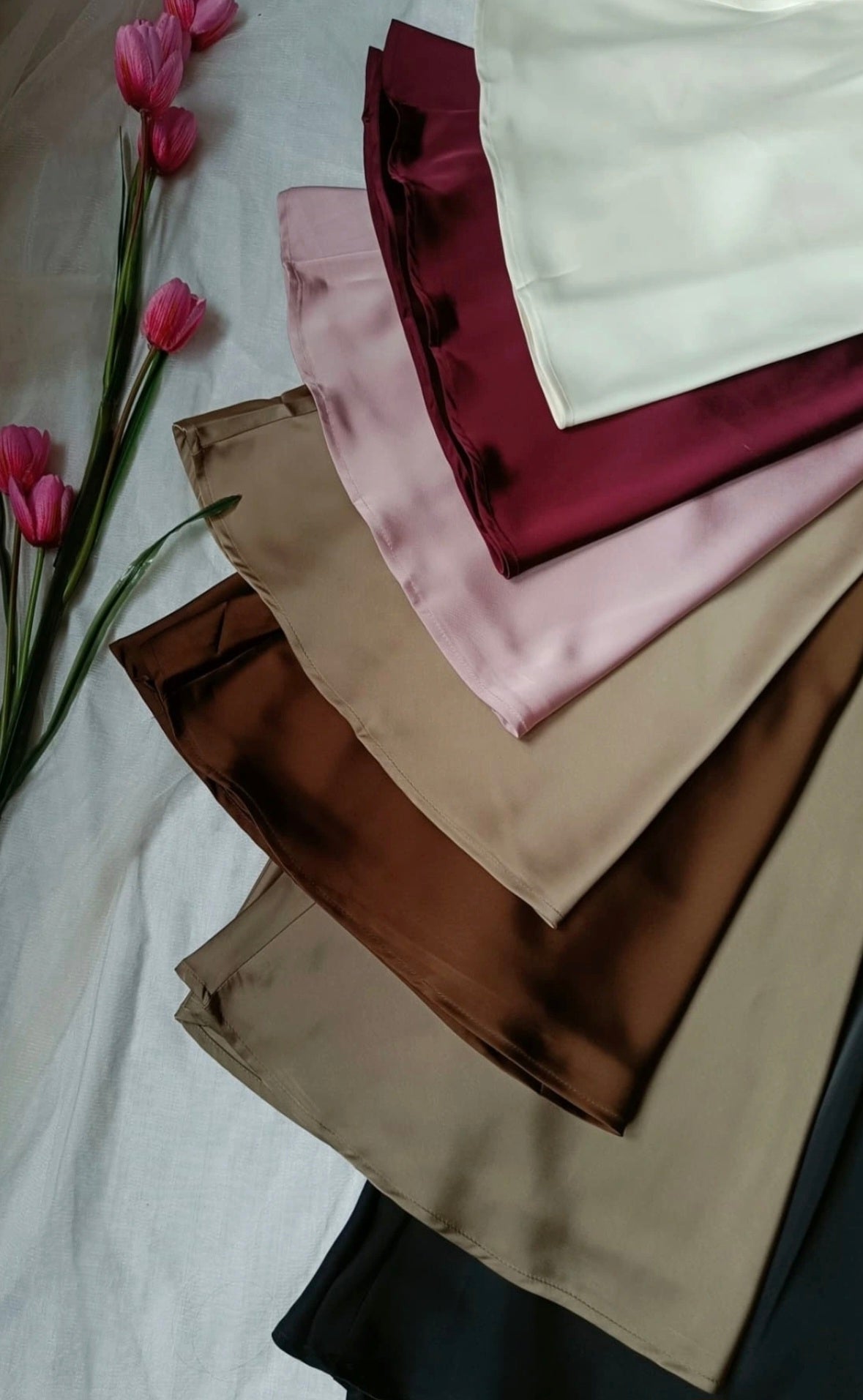 High-Waist A-Line Satin Skirt