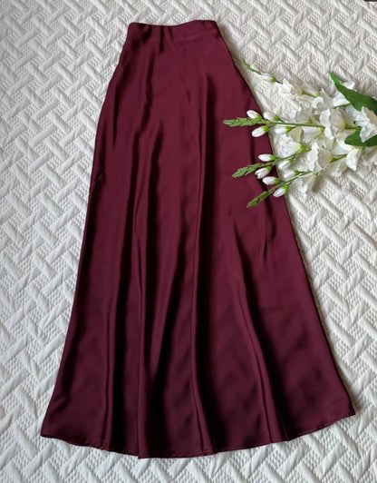 High Waist Satin A-Line Skirt