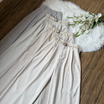 High waist Belted linen pants