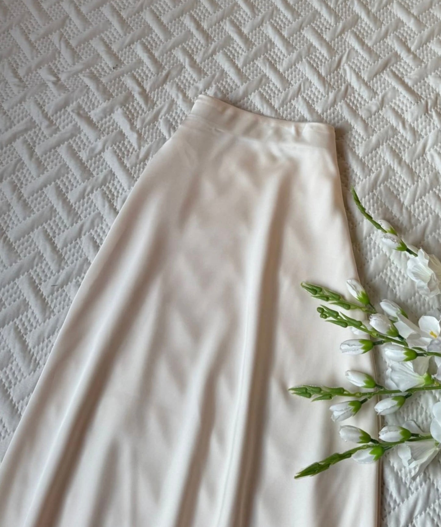 High Waist Satin A-Line Skirt