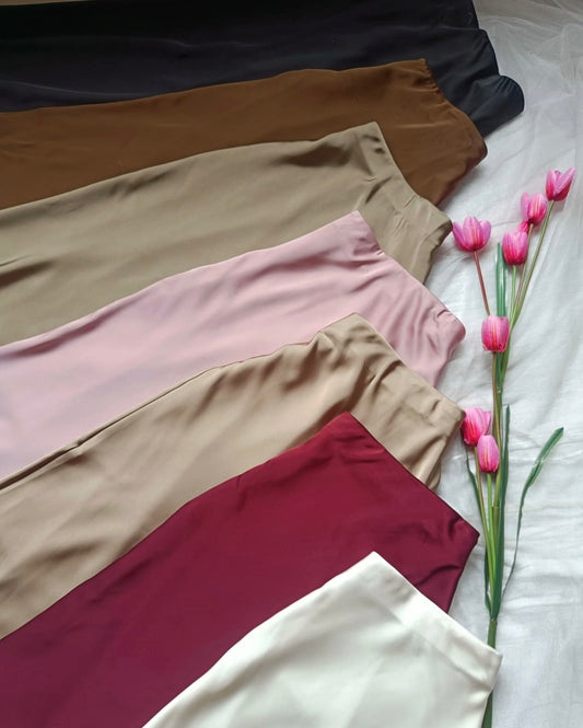 High-Waist A-Line Satin Skirt