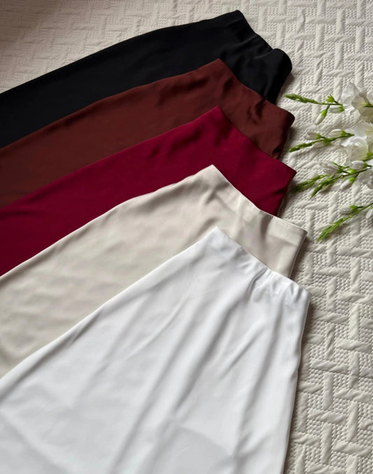 High Waist A-Line Satin Skirt