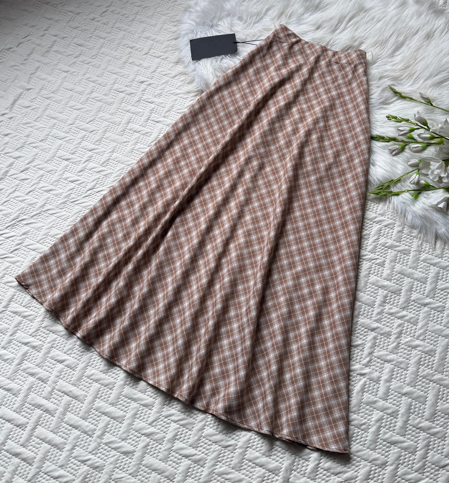 Gorgeous hig waist A-line plaid skirts