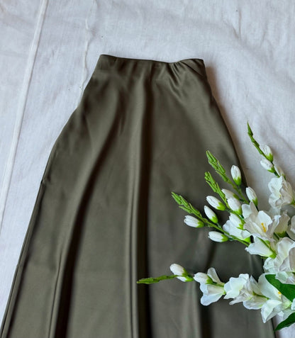 High Waist A-Line Satin Skirt