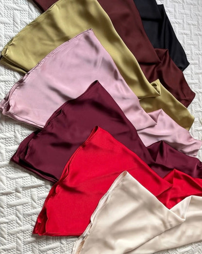 High Waist Satin A-Line Skirt