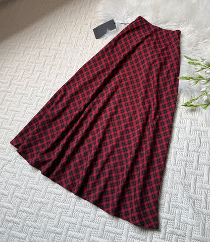Gorgeous hig waist A-line plaid skirts