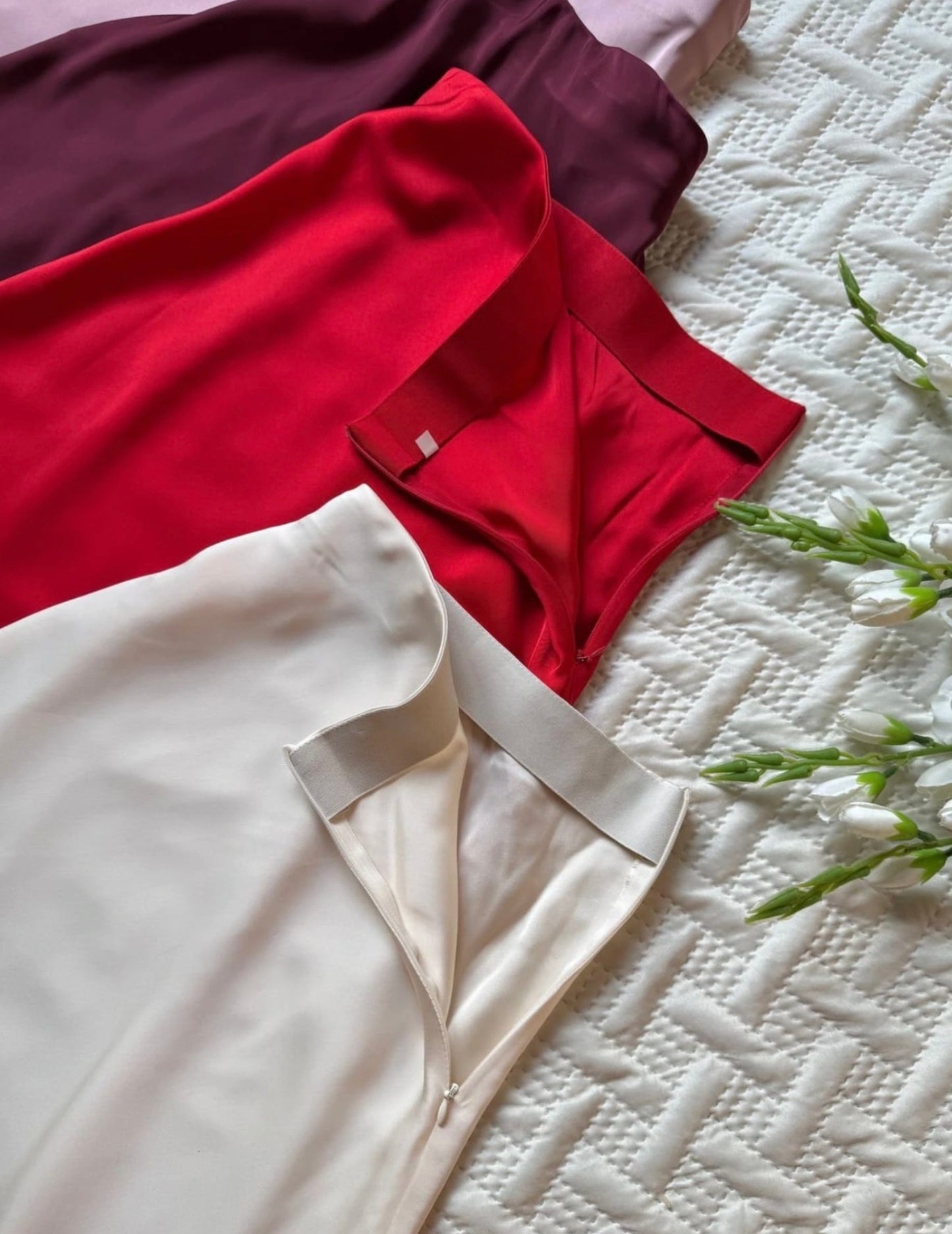 High Waist Satin A-Line Skirt