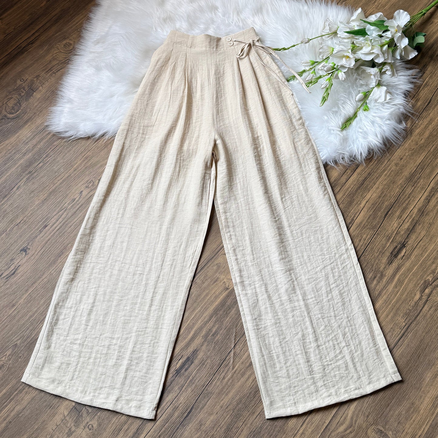 High waist linen pants
