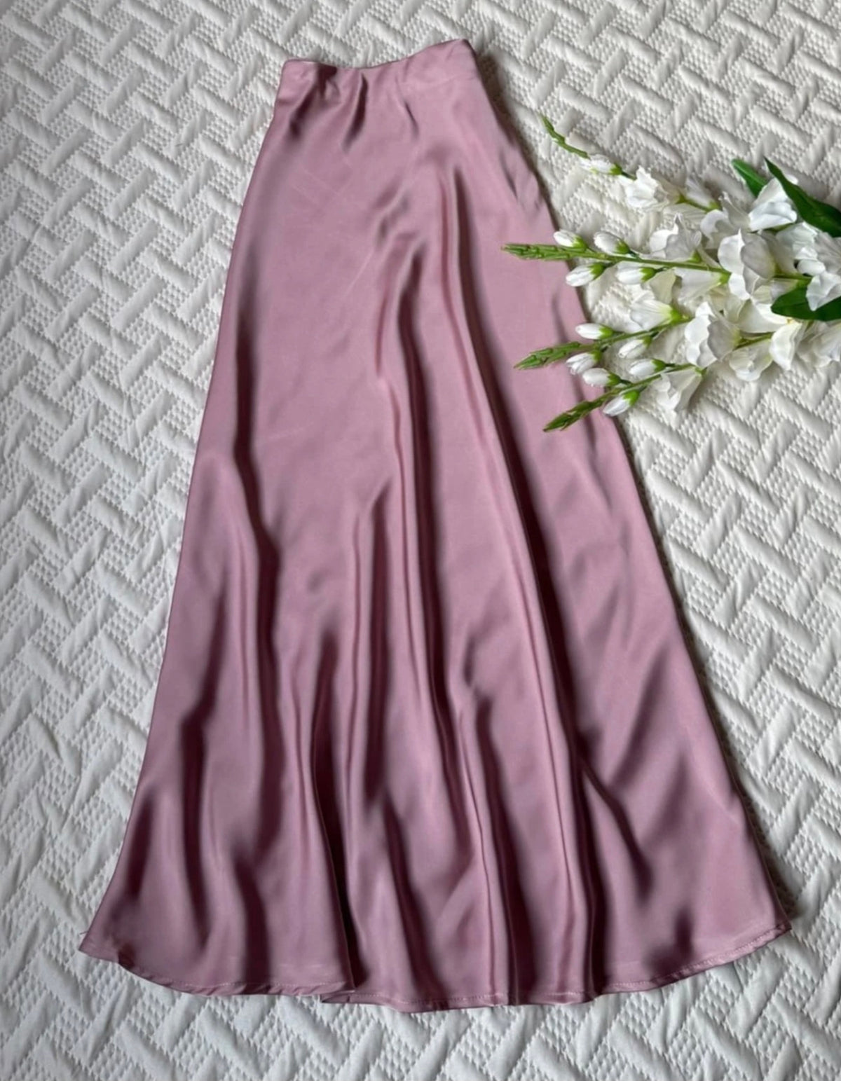 High Waist Satin A-Line Skirt