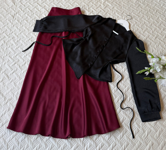 Gorgeous satin skirt-top