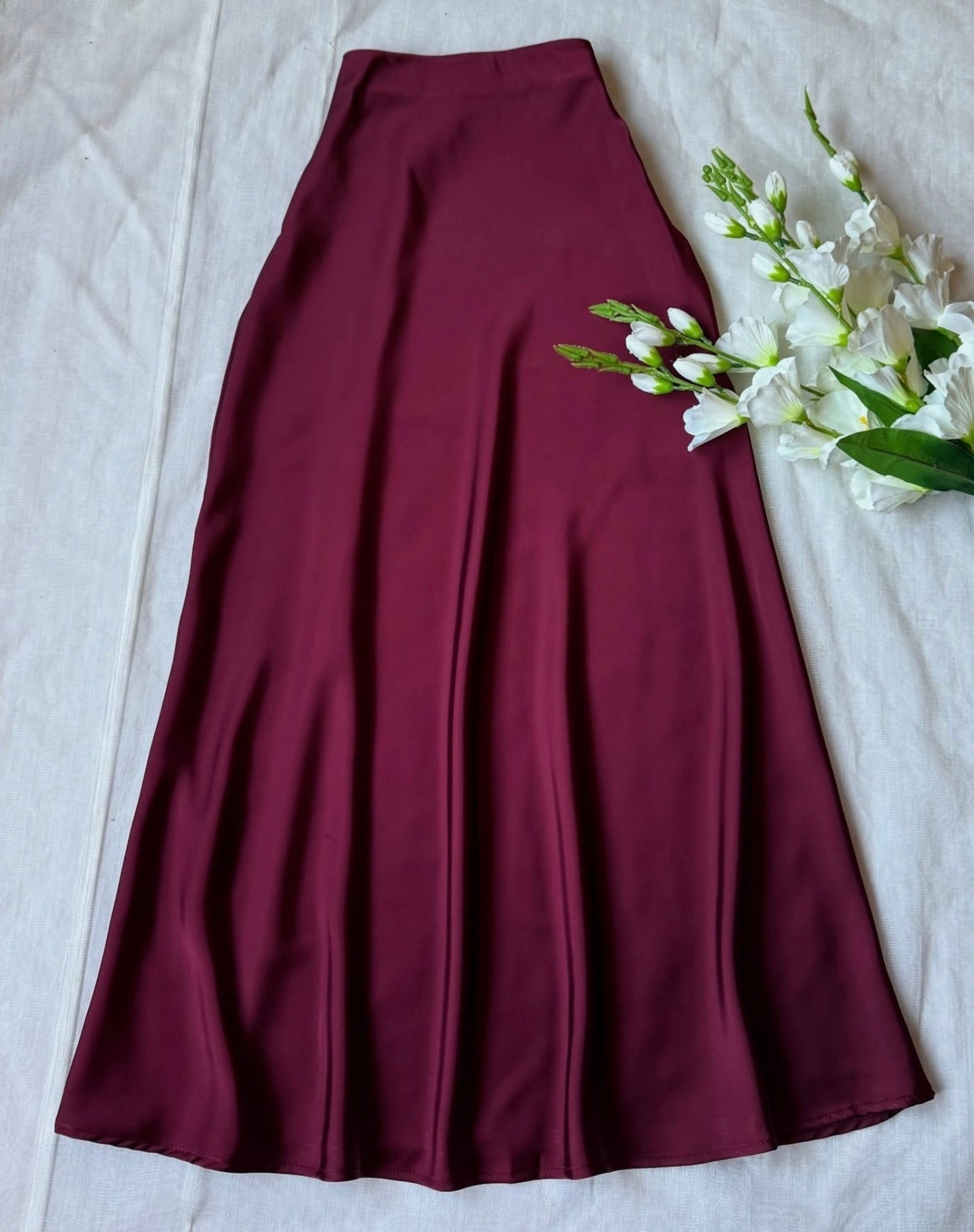 High Waist A-Line Satin Skirt