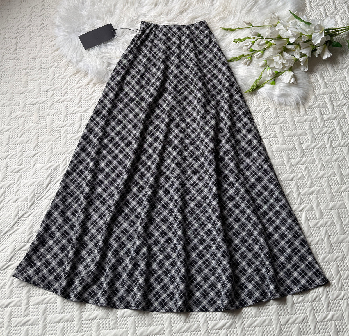 Gorgeous hig waist A-line plaid skirts