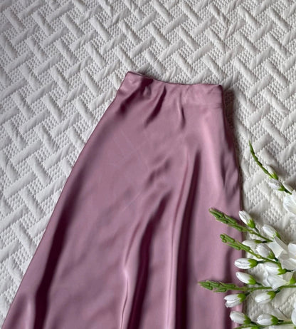 High Waist Satin A-Line Skirt