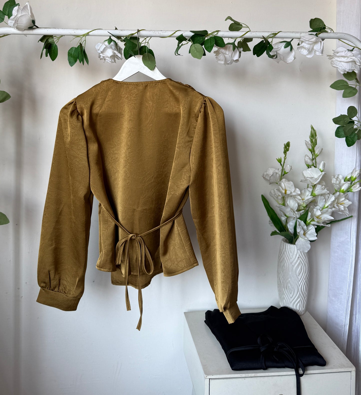 Drawstring satin tops