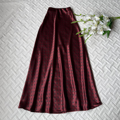 Gorgeous high waist polka dots satin skirts