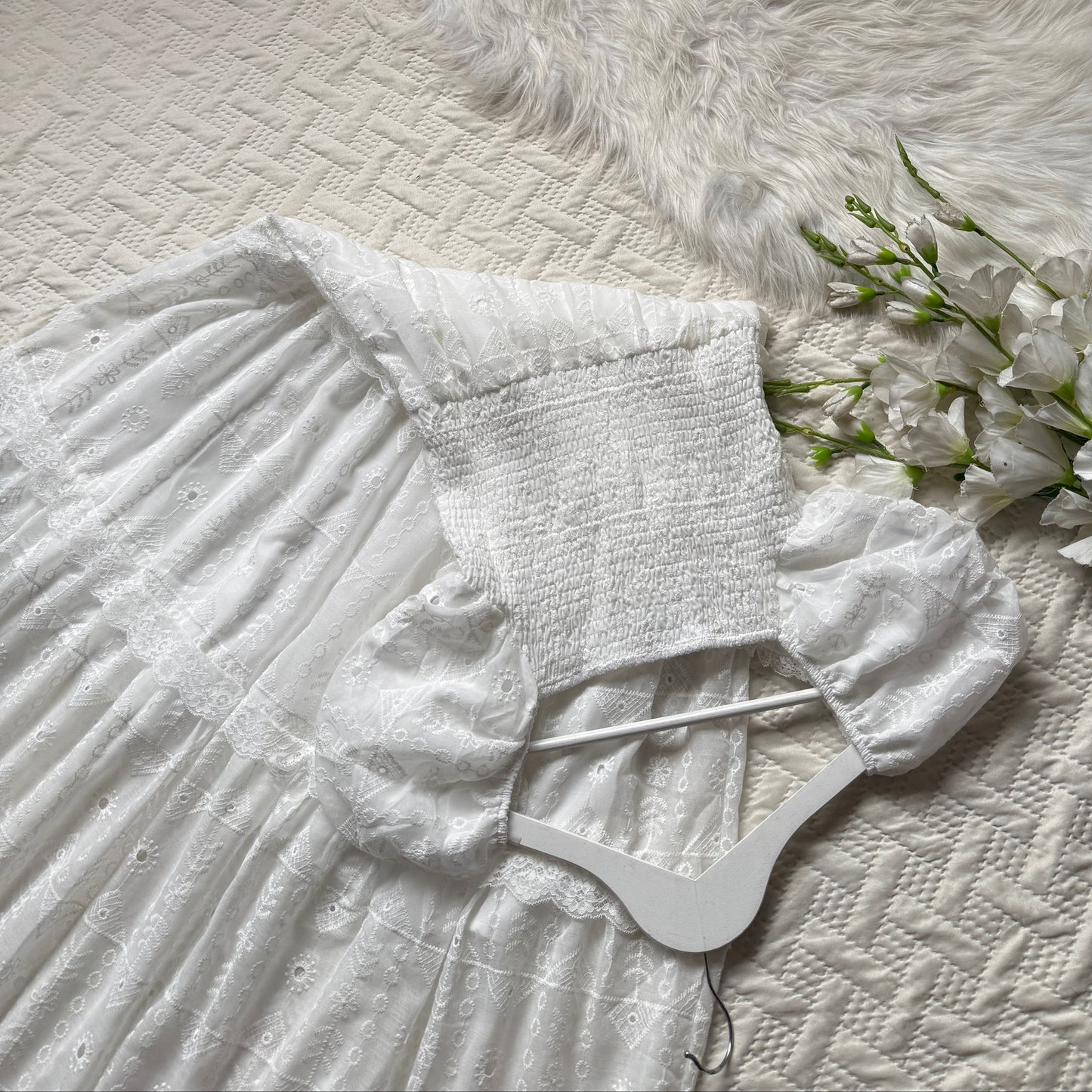Gorgeous lace detailed cotton dress
