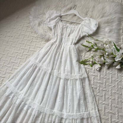 Gorgeous lace detailed cotton dress