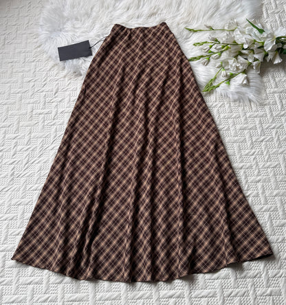 Gorgeous hig waist A-line plaid skirts