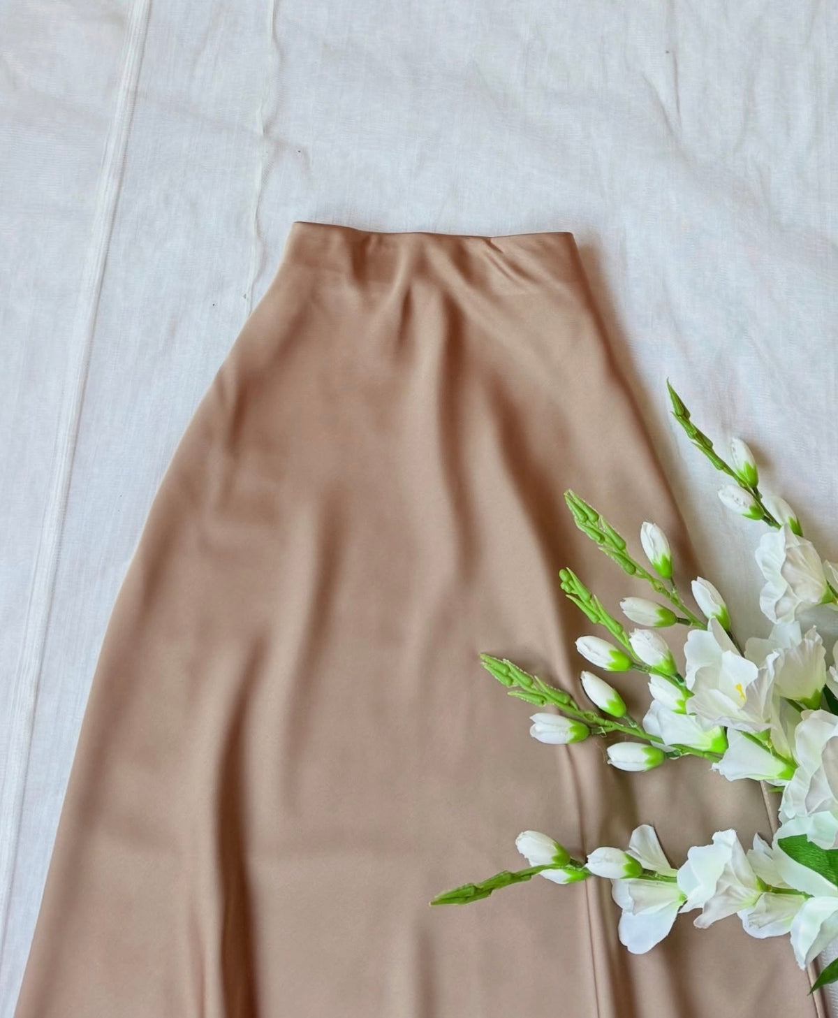 High Waist A-Line Satin Skirt