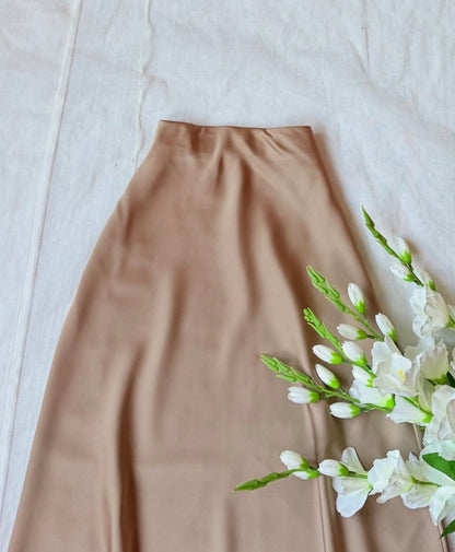 High Waist A-Line Satin Skirt