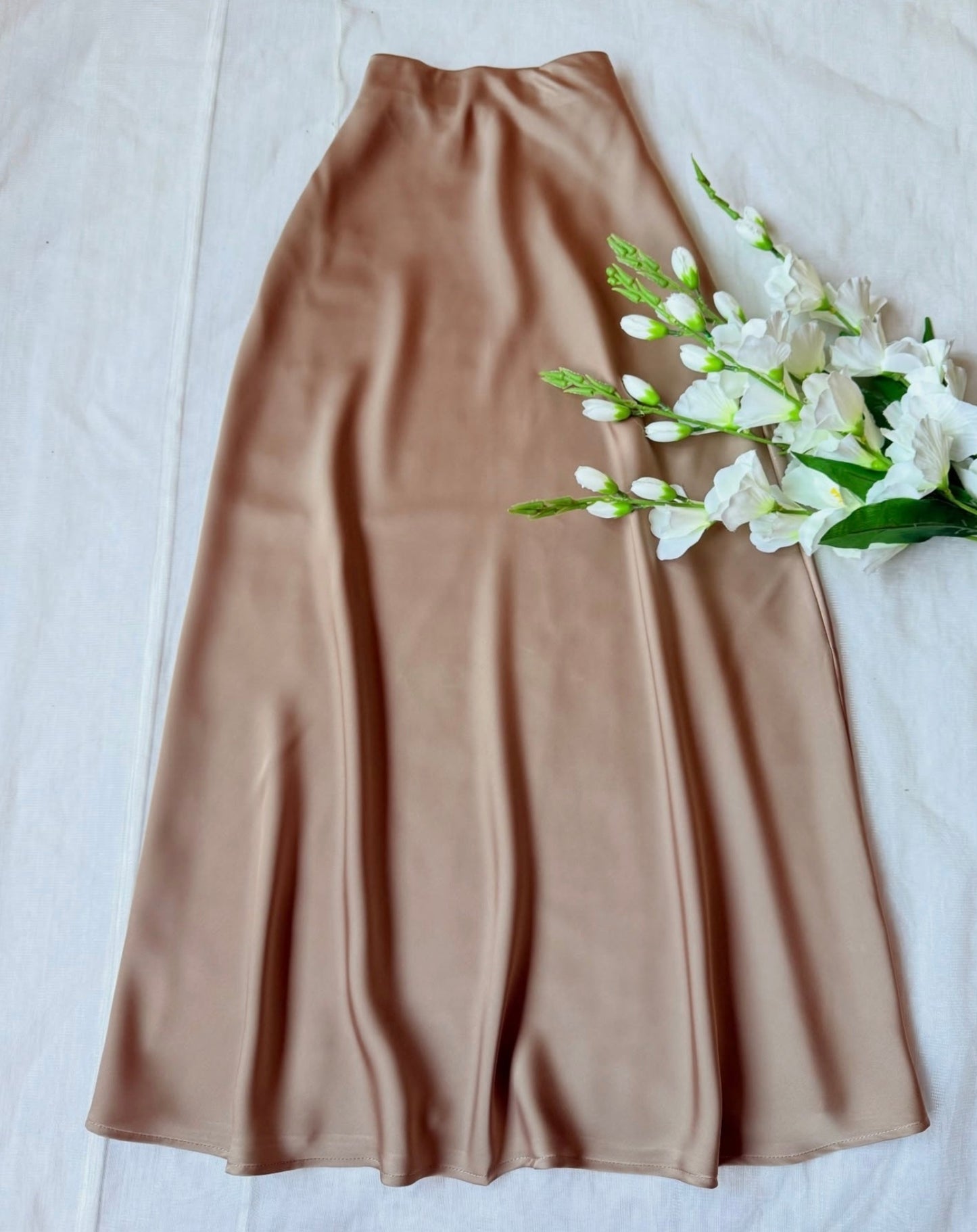 High Waist A-Line Satin Skirt