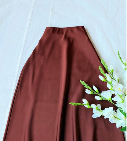 High Waist A-Line Satin Skirt