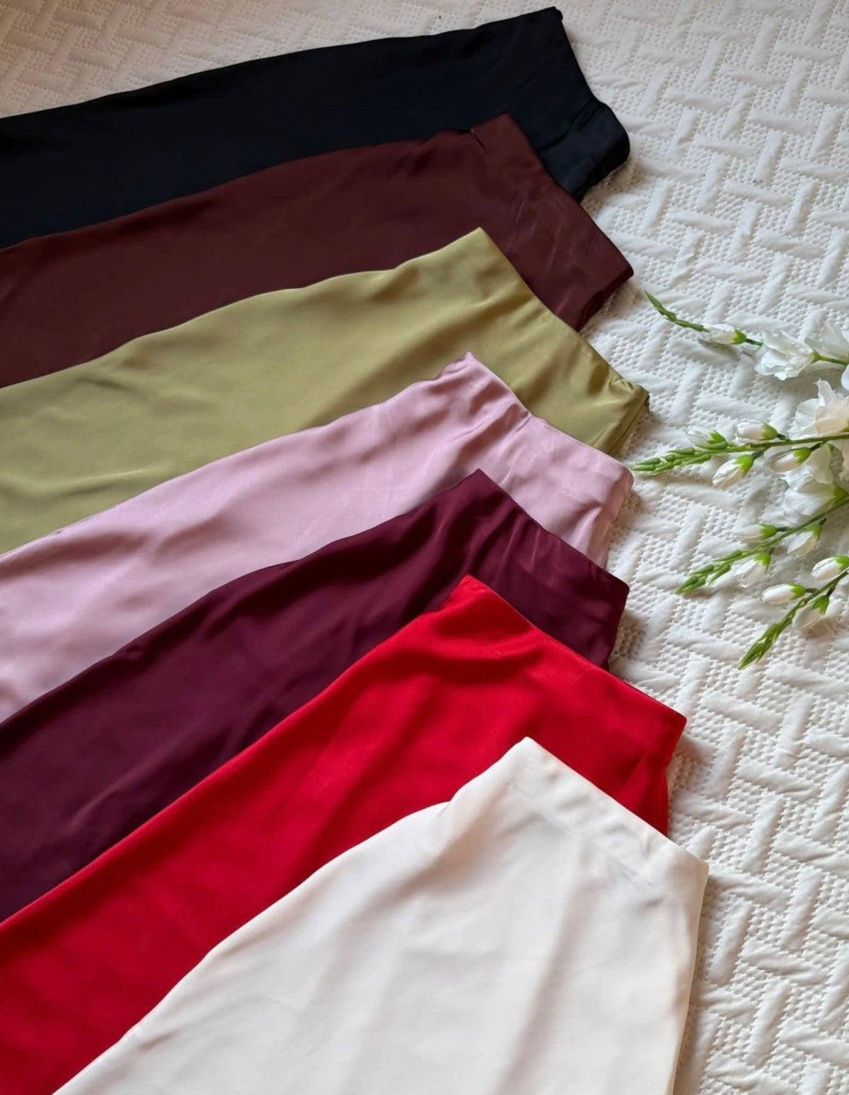 High Waist Satin A-Line Skirt
